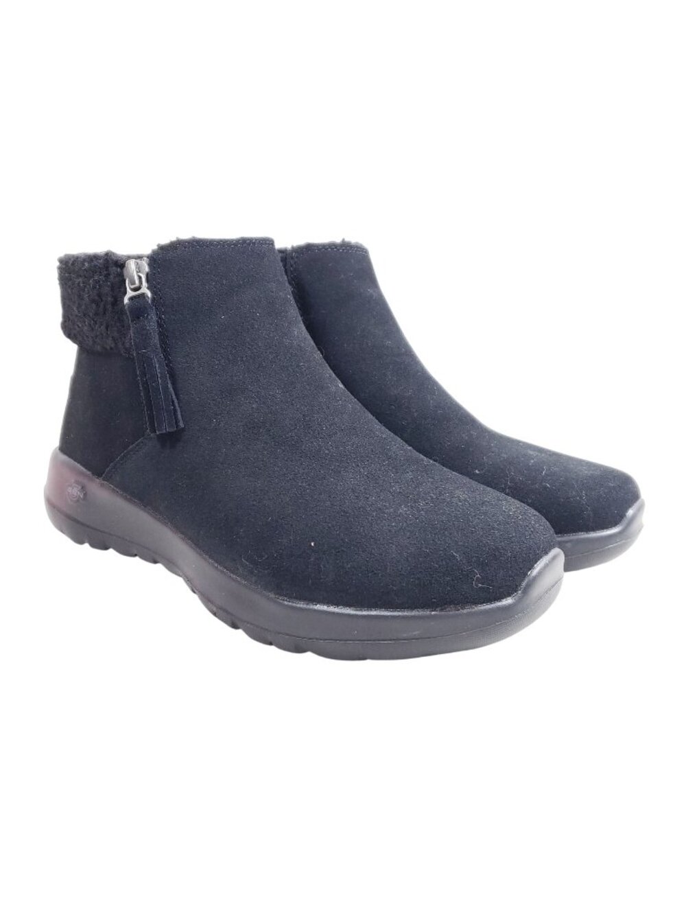 Skechers Womens Size 8 On The Go Black Ankle Boots Faux Fur Lined